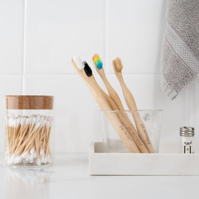 Vegan Toothbrush with Wooden Bamboo Brush Handle
