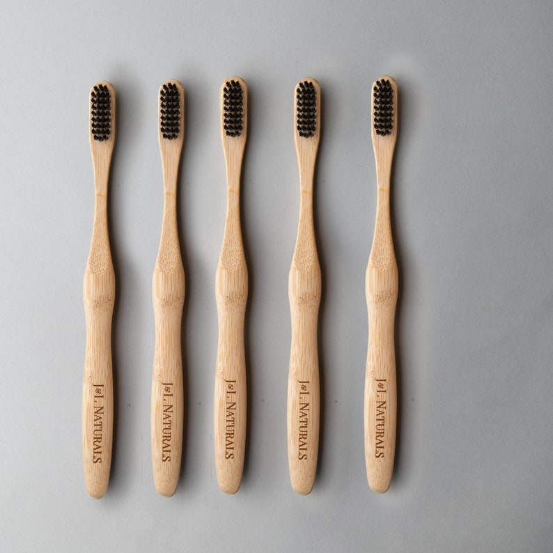 Vegan Toothbrush with Wooden Bamboo Brush Handle
