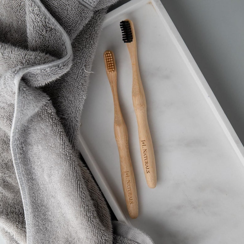 Vegan Toothbrush with Wooden Bamboo Brush Handle