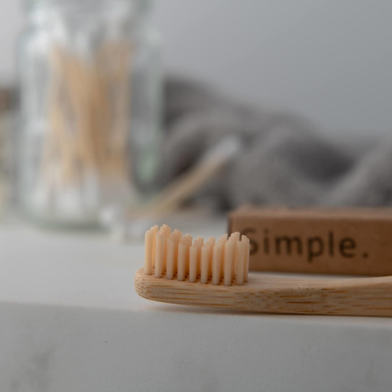 Vegan Toothbrush with Wooden Bamboo Brush Handle